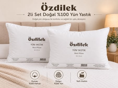 Özdilek 2li Set Doğal %100 Yün Yastık (50x70)