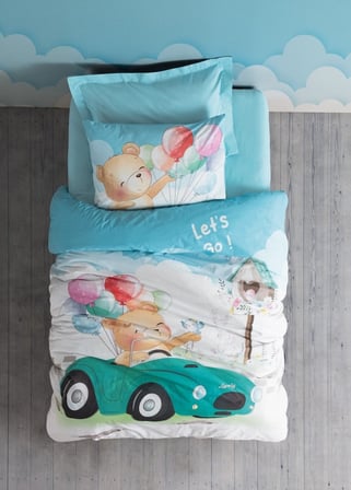 Cotton Box Rf Junior -Buddy Mavi- Lastikli Çarşaflı Tek Kişilik Nevresim Takımı