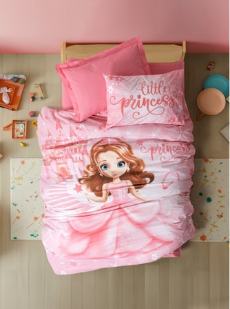 Cotton Box Rf Junior -Gimbiya Pembe- Lastikli Çarşaflı Tek Kişilik Nevresim Takımı