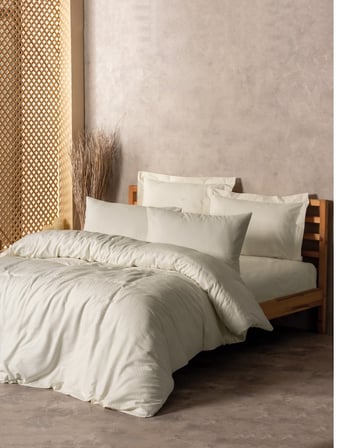 Cotton Box Rf Dual -Plaid Krem- Tek Kişilik Nevresim Takımı