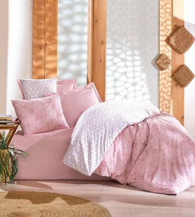 Cotton Box Rf Minimal -Best Pembe- Lastikli Çarşaflı Çift Kişilik Nevresim Takımı