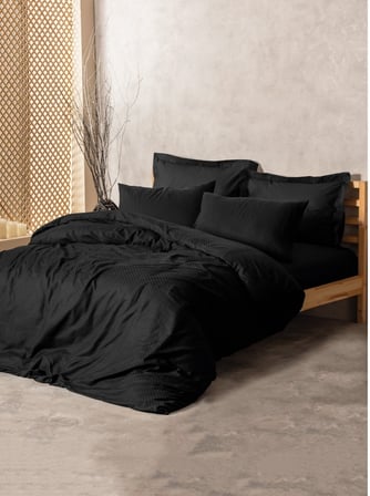 Cotton Box Rf Dual -Plaid Siyah- Çift Kişilik Nevresim Takımı