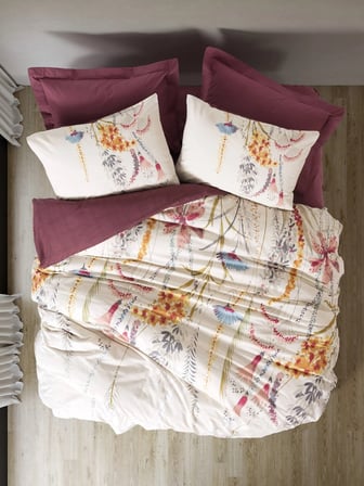 Cotton Box Rf Modeline -Flos Bordo- Çift Kişilik Nevresim Takımı