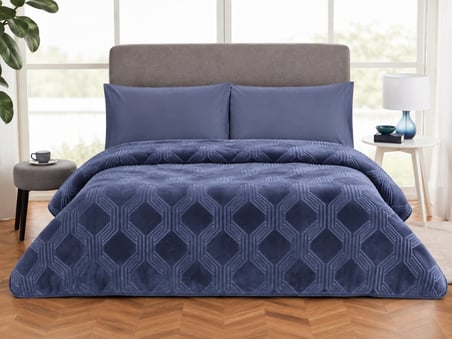 Özdilek Trendy Embos Çift Kişilik Battaniye (220x240)-Art Deco Çin Mavisi Yeni
