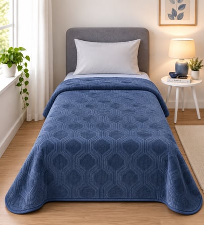 Özdilek Trendy Embos Tek Kişilik Battaniye (155x220)-Art Deco Çin Mavisi Yeni