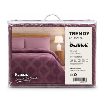 Özdilek Trendy Embos Çift Kişilik Battaniye (220x240)-Art Deco Y.Mersini Yeni