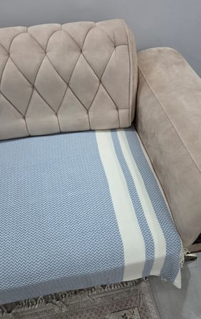 Özdilek 2 Adet Pamuklu Oturma Yerini Örten Zigzag Koltuk Örtüsü (80x210) - İndigo