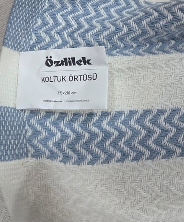 Özdilek 2 Adet Pamuklu Oturma Yerini Örten Zigzag Koltuk Örtüsü (80x210) - İndigo
