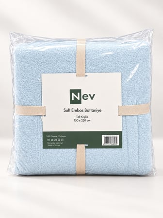Özdilek Nev Serisi Soft Embos Tek Kişilik Battaniye (150x220) - Buz Mavi