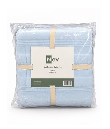 Özdilek Nev Serisi Soft Embos Çift Kişilik Battaniye (200x220) - Buz Mavi