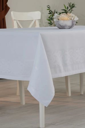 Jumbo Jakar Beyaz Sıvı Geçirmez Kumaş Pano 8-10-12 Kişilik Masa Örtüsü (160x220)
