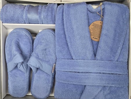 Özdilek Colourist Gök Mavi Kişisel Banyo Bornoz Seti (XL Beden)
