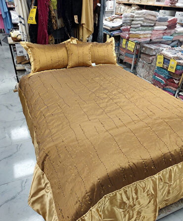 Wilitton Lüx Abiye Battal Çift Kişilik Yatak Örtüsü (270x280)-Bihter Hardal