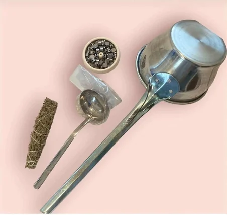 Kurşun Dökme Seti Eritme Kurşun 200gr-Kepçe-Saplı Su Kabı Üzerlik Tütsü Nazar ve Enerji İçin Set