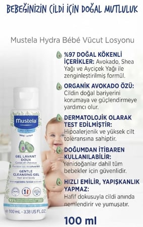 Gentle Cleansing Gel 100 ml - Saç ve Vücut İçin  Avokado Özlü Bebek Şampuanı ve Yıkama Jeli