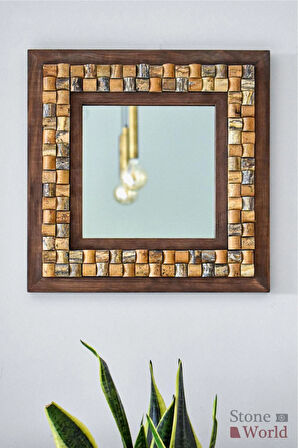 Wicker Mistik Traverten Dekoratif Ayna – 40×40 cm