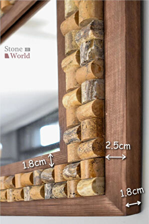 Wicker Mistik Traverten Dekoratif Ayna – 40×40 cm