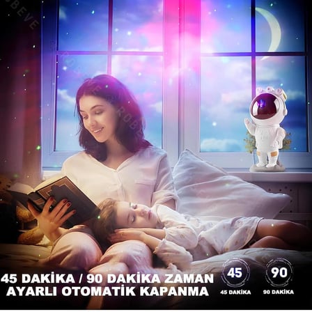 CASTU MSZ-003 Astronot Gece Lambası Astronot Projektör Gece Lambası Uzaktan Kumandalı Çok Renkli Nebula Gece Lambası Yıldızlı Gece Lambası Zamanlayıcılı Gece Projektörü