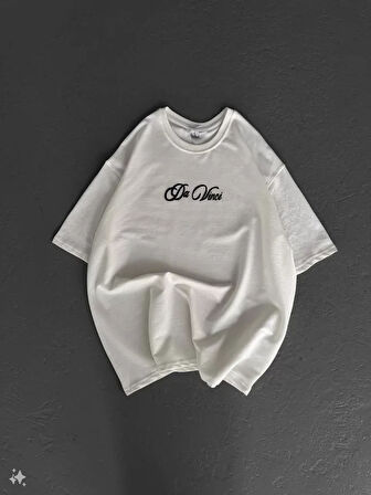 ModaSize Unisex Baskılı Oversize T-Shirt - Beyaz