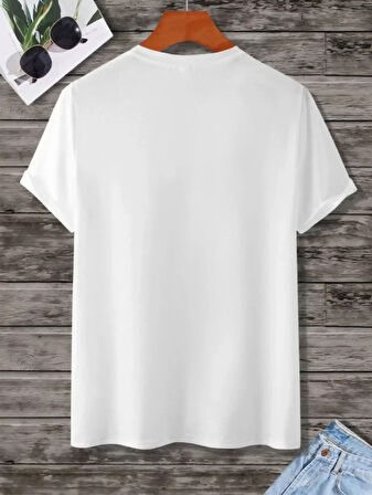 ModaSize Unisex Baskılı Oversize T-Shirt - Beyaz