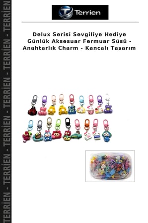 Delux Serisi Sevgiliye Hediye Günlük Aksesuar Fermuar Süsü - Anahtarlık Charm - Kancalı Tasarım