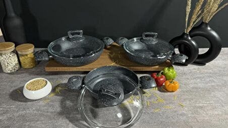BENA LİFE 6 Parça Yanmaz Yapışmaz Granit Omlet Seti