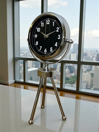 Silver Classic Tasarım Üç Ayaklı Metal Masa Saati