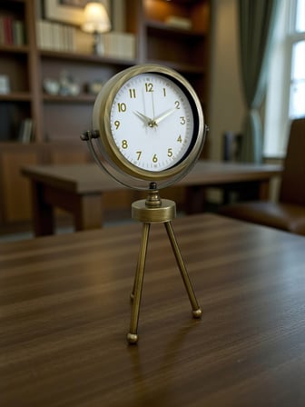 Eskitme Metal Gold Rakamlı Üç Ayaklı Masa Saati