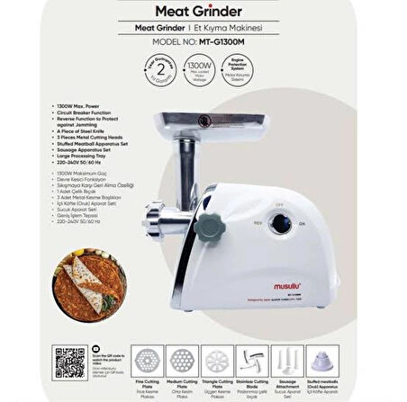 Musullu MT-G1300M 1300 W Kiyma Makinesi