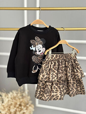 Leopar Model Etekli Kız Çocuk Takımı