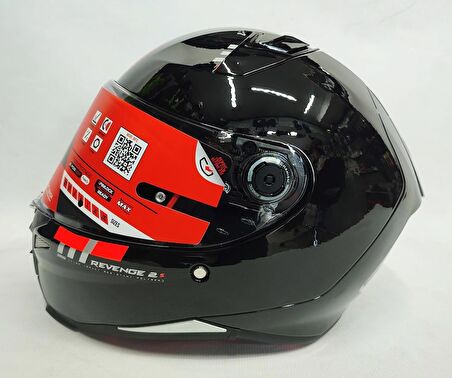 Mt Kask Mt Revenge 2 Solıd A11 Gloss Black Şeffaf Vizörlü L