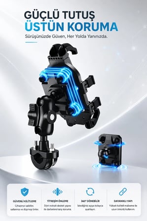 Motosiklet Titreşim Önleyici Motosiklet Telefon Tutucu Gidon Bağlantılı Motosiklet Scooter Bisiklet