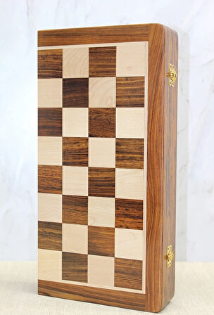 Mıknatıs Taşlı Ahşap Katlanabilir Kutulu Satranç Oyunu 40 Cm G225
