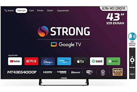 STRONG MT43EG4000F 43’’ 109cm Ekran FRAMELESS Full HD Google TV