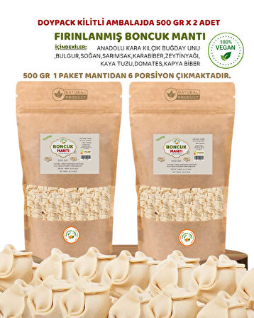 NATUREL FIRINLANMIŞ VEGAN MANTI 500 GR X 2 ADET