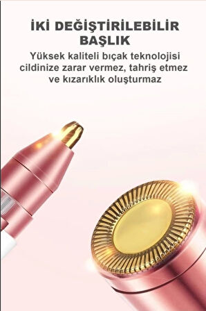 Çift Başlıklı Epilasyon Yüz Çene Işıklı Kıl Tüy Alma Mini Cep Epilasyonu