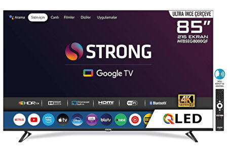 Strong MT85EG8000QF 4K Ultra HD 85" 216 Ekran Uydu Alıcılı Google Smart QLED TV