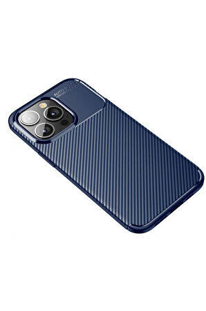 Apple iPhone 13 Pro Karbon Kaplama Auto Focus Kılıf - Sportif&Profesyonel Stil - Lacivert