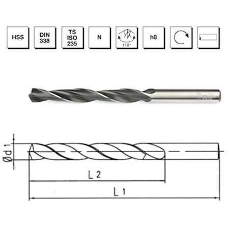 MTE HSS DIN 338 8,5 Mm Silindirik Saplı Kısa Haddeli Matkap Ucu