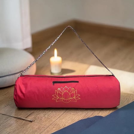 Su Geçirmez Lotus Baskılı Mat Taşıma Çantası YogaFitness Antrenman Çantası 2 Adet Mat ToplamaLastiği