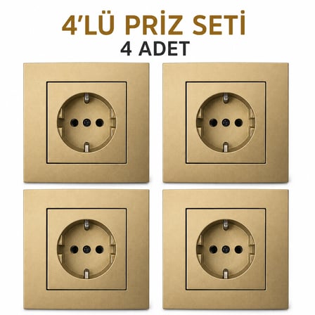 Ovivo Grano Titanyum Toprakli Priz (Çerçeve Dahil) 4 adet