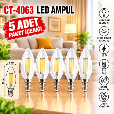 CT-4063 Led Buji Ampul 7 w 5 adet