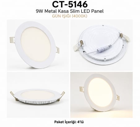 CT-5146 9W Metal Kasa Slim LED Panel Gün isik 4 lü
