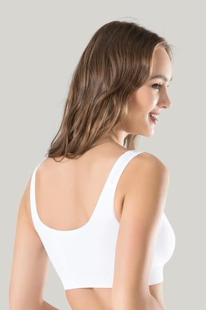 Kadın Beyaz Kalın Askılı Çıkarılabilir Pedli Örme Seamless Dikişsiz Basic Büstiyer -MİRAYLİFE