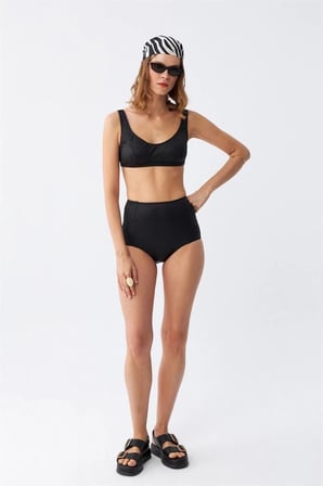 Kadın Basic Siyah Pedli Yüksek Bel Bikini Takımı -MİRAYLİFE