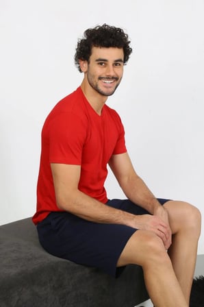 Erkek Penye Kırmızı 3'lü Pijama Takımı -MİRAYLİFE