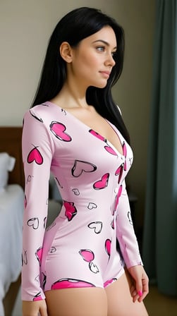 Pink Heart Dream Pamuklu Pembe Kalp Desenli Düğmeli Uzun Kol Tulum Pijama -MİRAYLİFE