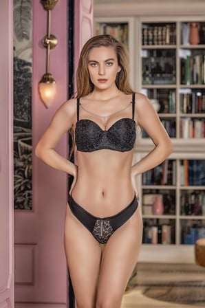 Simli Straplez Lotus Sütyen Ve Slip Külot Takım Siyah -MİRAYLİFE