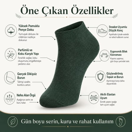Erkek Pamuklu Patik Çorap 10'lu 39-44 | Dikişsiz Burun, Koku Karşıtı, Nefes Alan Sneaker -MİRAYLİFE
