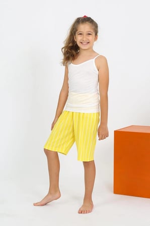 Kız Çocuk İp Askılı Şortlu Penye Beyaz Pijama Takım
